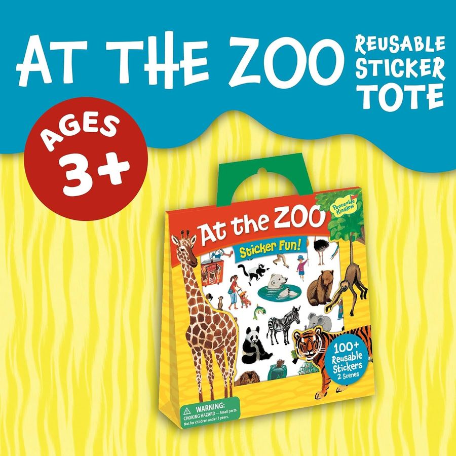 Peaceable Kingdom At the Zoo Reusable Sticker Tote, view 2