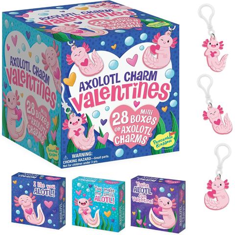 Peaceable Kingdom Axolotl Charm Valentines Box