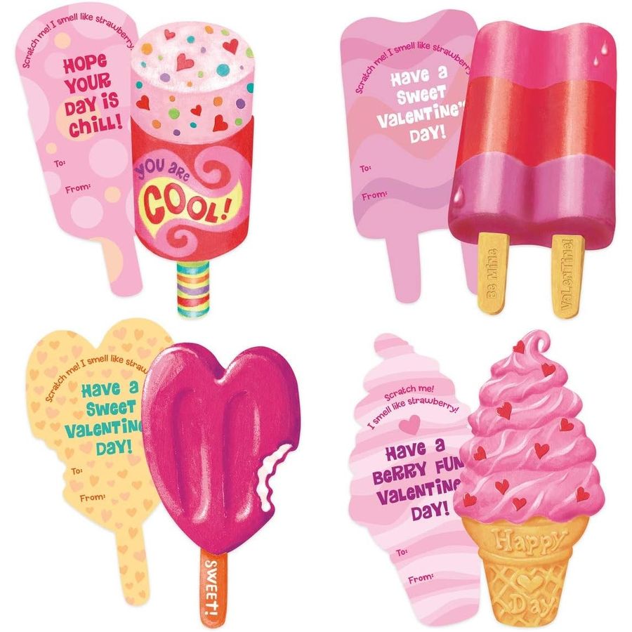 Peaceable Kingdom Chillin' Strawberry Scratch and Sniff Valentines, view 2