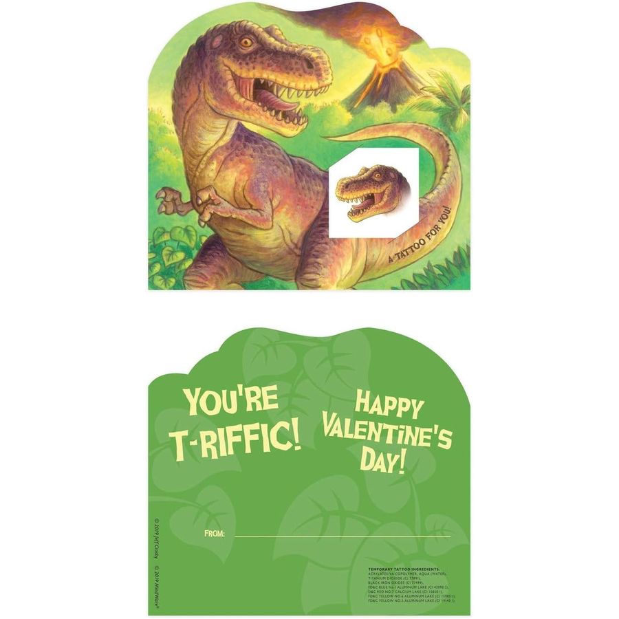 Peaceable Kingdom Dinosaur Tattoo Valentines, view 2