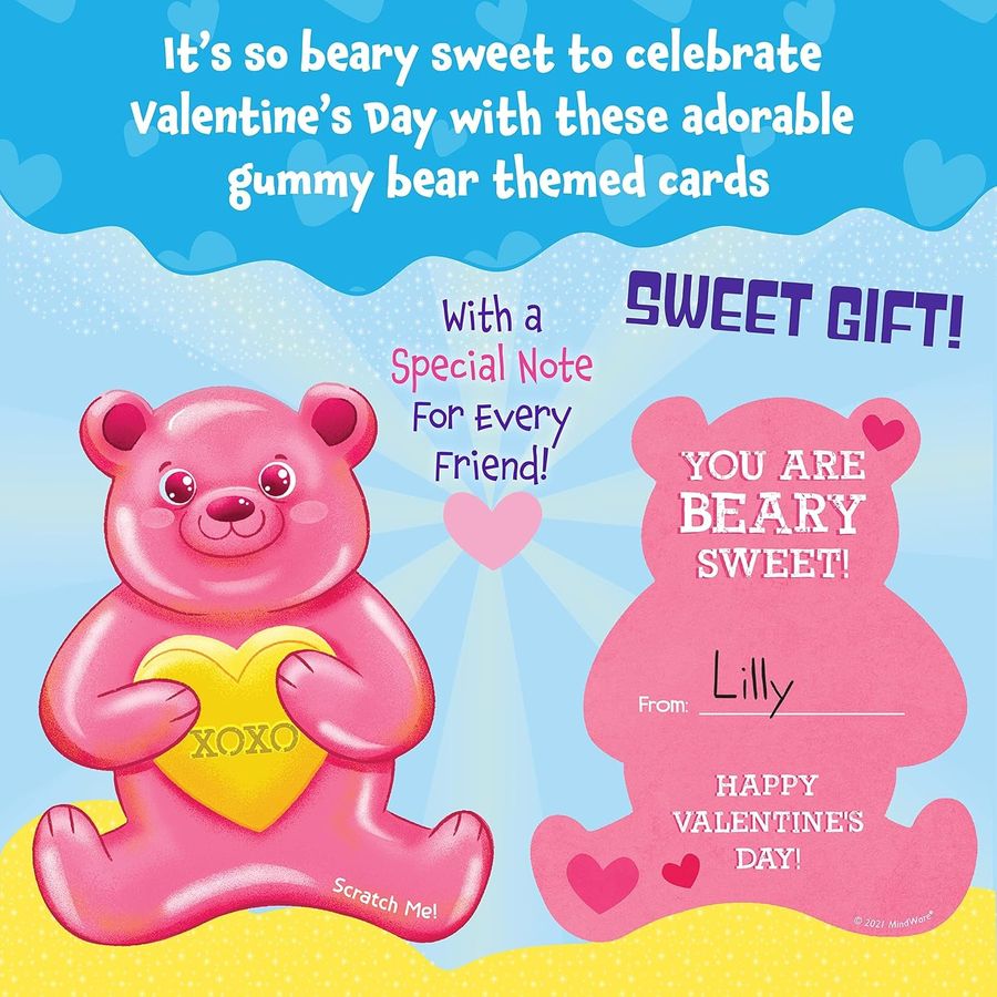Peaceable Kingdom Gummy Bear Scratch and Sniff Valentines, view 3