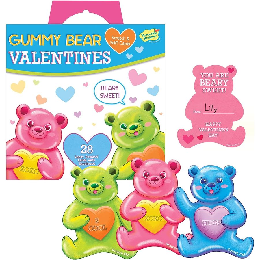Peaceable Kingdom Gummy Bear Scratch and Sniff Valentines