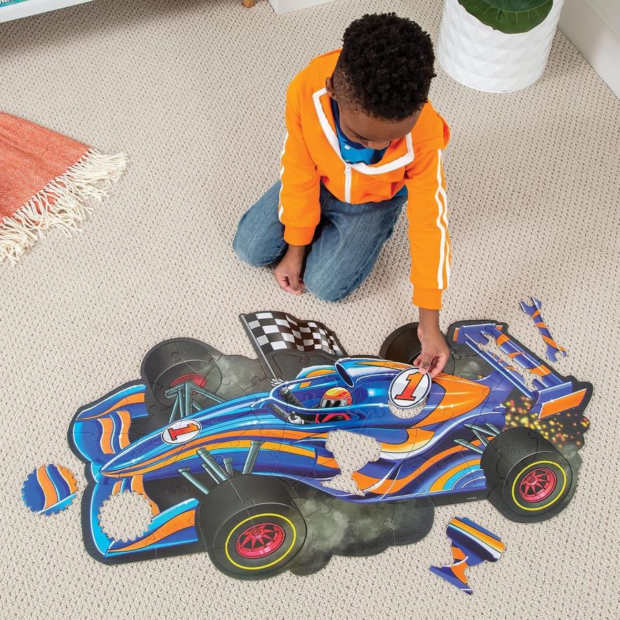 Peaceable Kingdom Jumbo Racecar Floor Puzzle, 48 Pieces, view 3