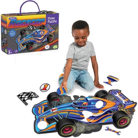 Peaceable Kingdom Jumbo Racecar Floor Puzzle, 48 Pieces
