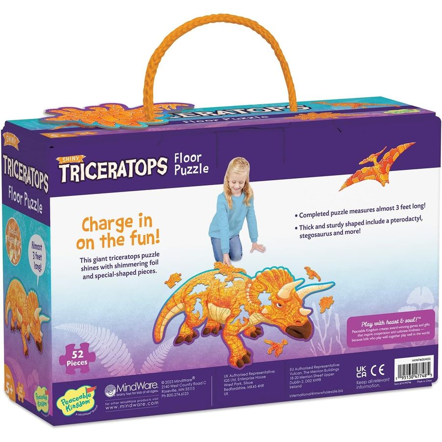 Peaceable Kingdom Jumbo Triceratops Floor Puzzle, 52 Pieces, view 5