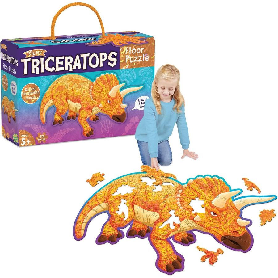 Peaceable Kingdom Jumbo Triceratops Floor Puzzle, 52 Pieces