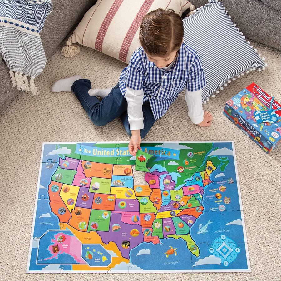 Peaceable Kingdom Jumbo USA Floor Puzzle, 54 Pieces, view 2