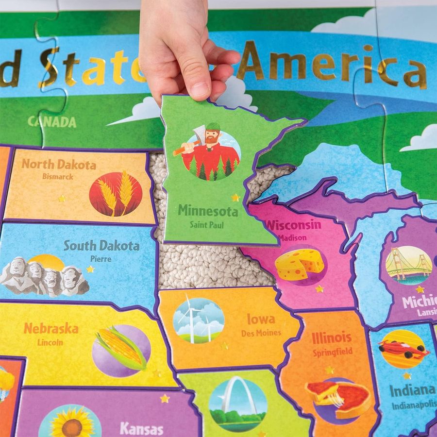 Peaceable Kingdom Jumbo USA Floor Puzzle, 54 Pieces, view 3