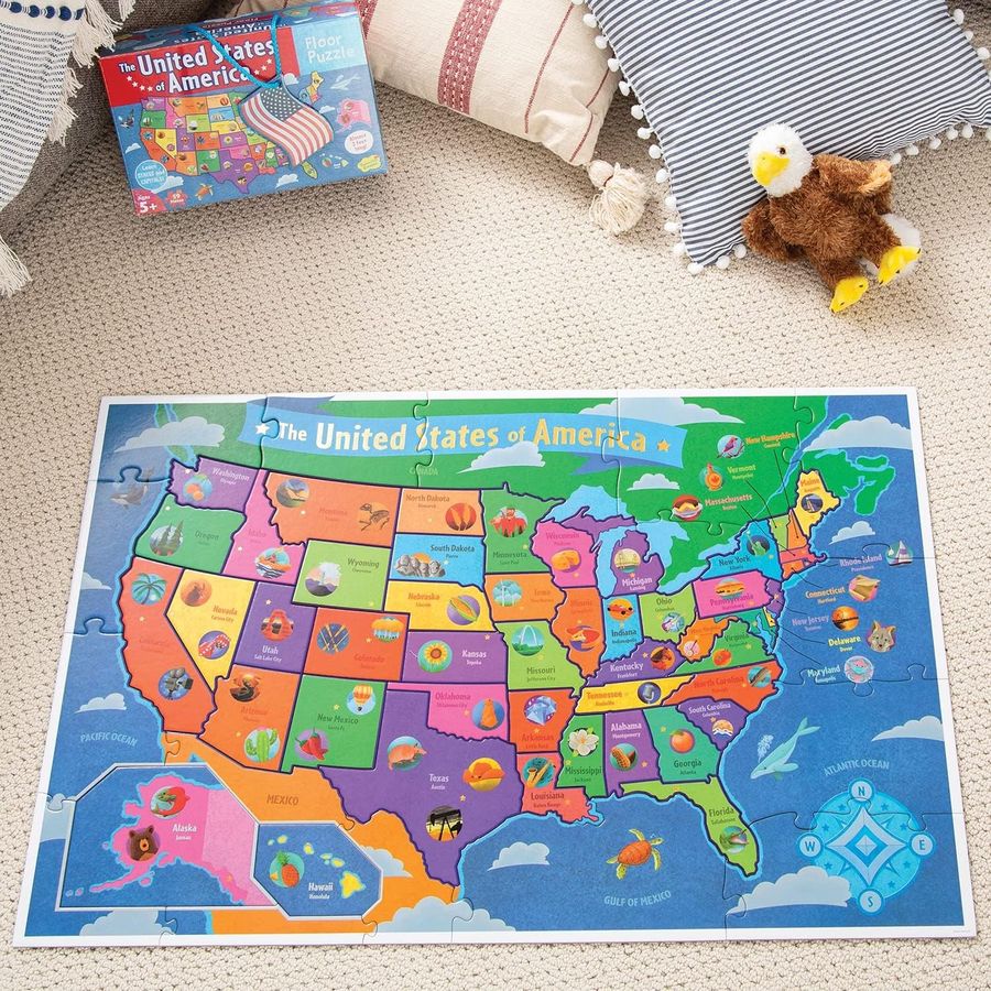 Peaceable Kingdom Jumbo USA Floor Puzzle, 54 Pieces, view 4