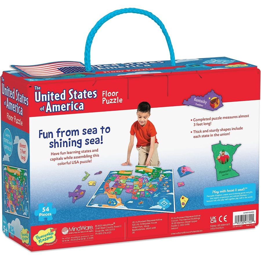 Peaceable Kingdom Jumbo USA Floor Puzzle, 54 Pieces, view 5