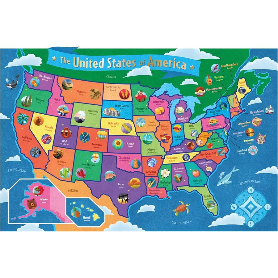 Peaceable Kingdom Jumbo USA Floor Puzzle, 54 Pieces, view 6