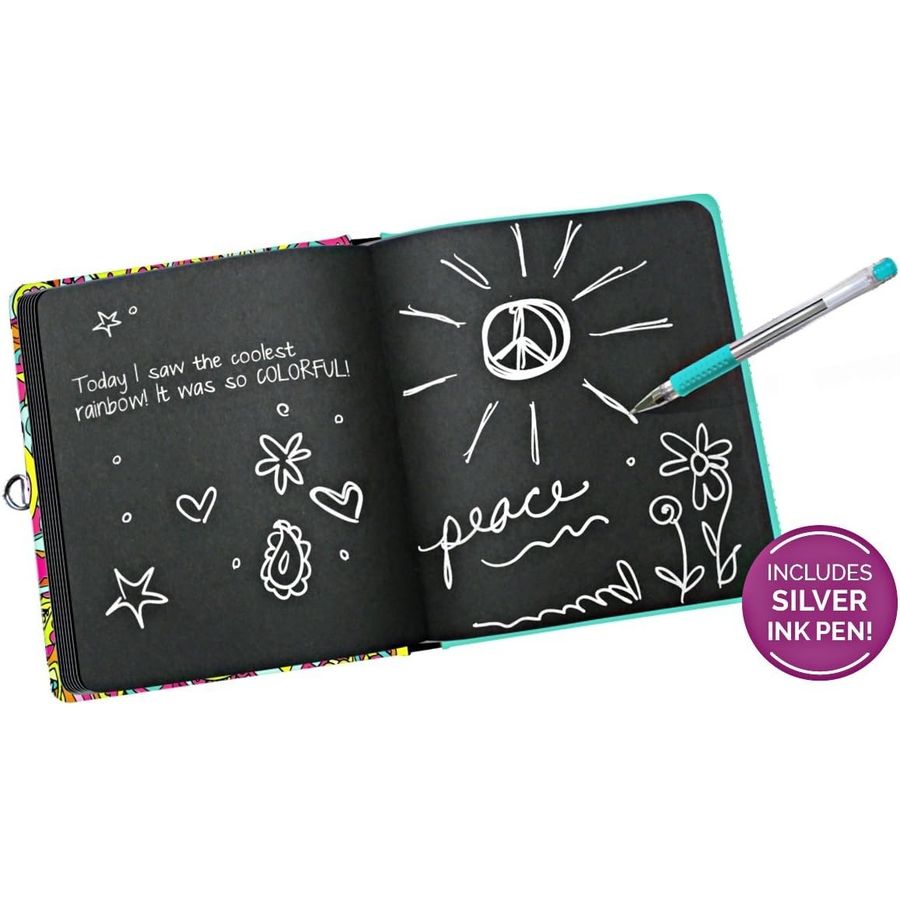 Peaceable Kingdom Paisley Peace Foil Diary with Silver Pen, view 2
