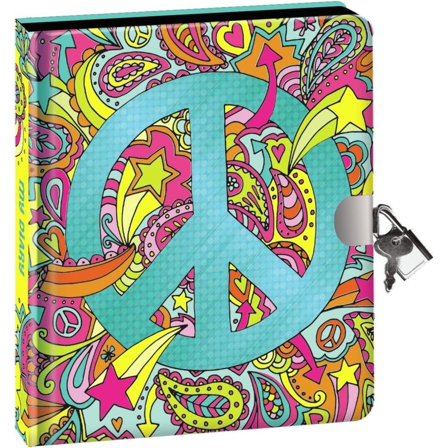 Peaceable Kingdom Paisley Peace Foil Diary with Silver Pen