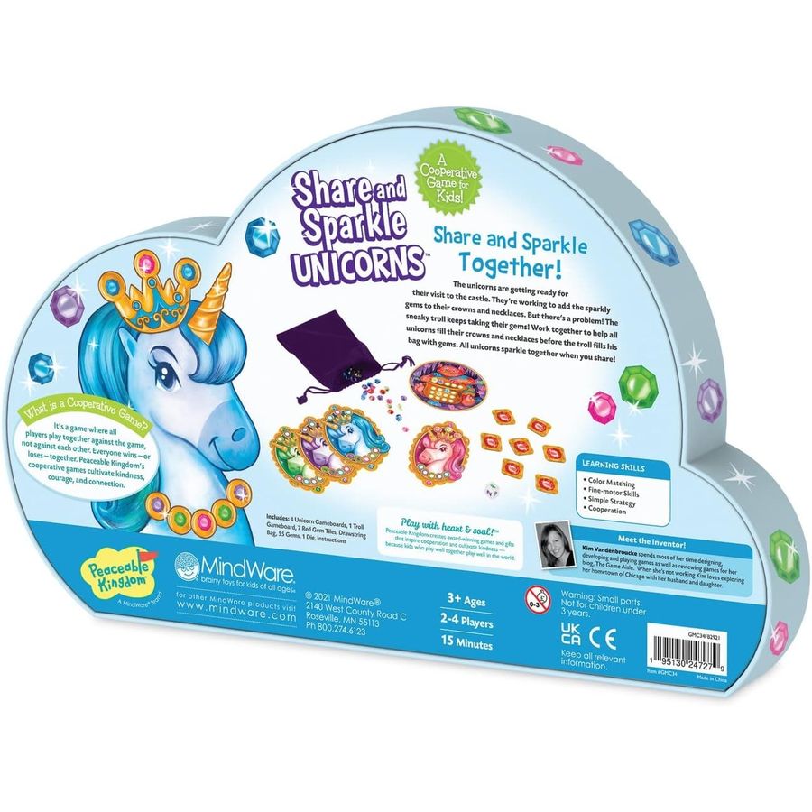 Peaceable Kingdom Share and Sparkle Unicorns Cooperative Game, view 2