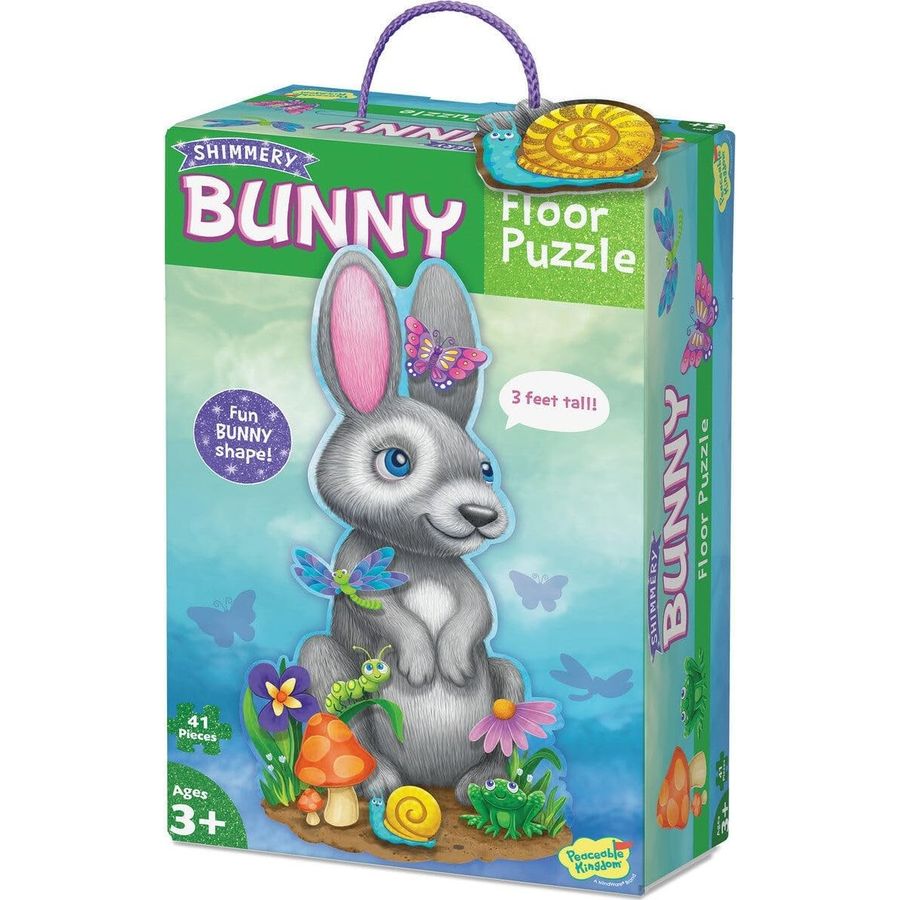 Peaceable Kingdom Shimmery Bunny Floor Puzzle, 41 Pieces