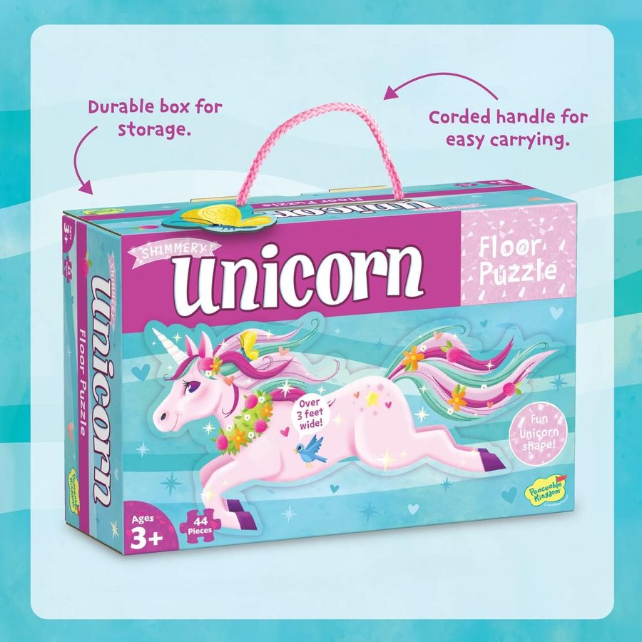 Peaceable Kingdom Shimmery Unicorn Floor Puzzle, 44 Pieces, view 6