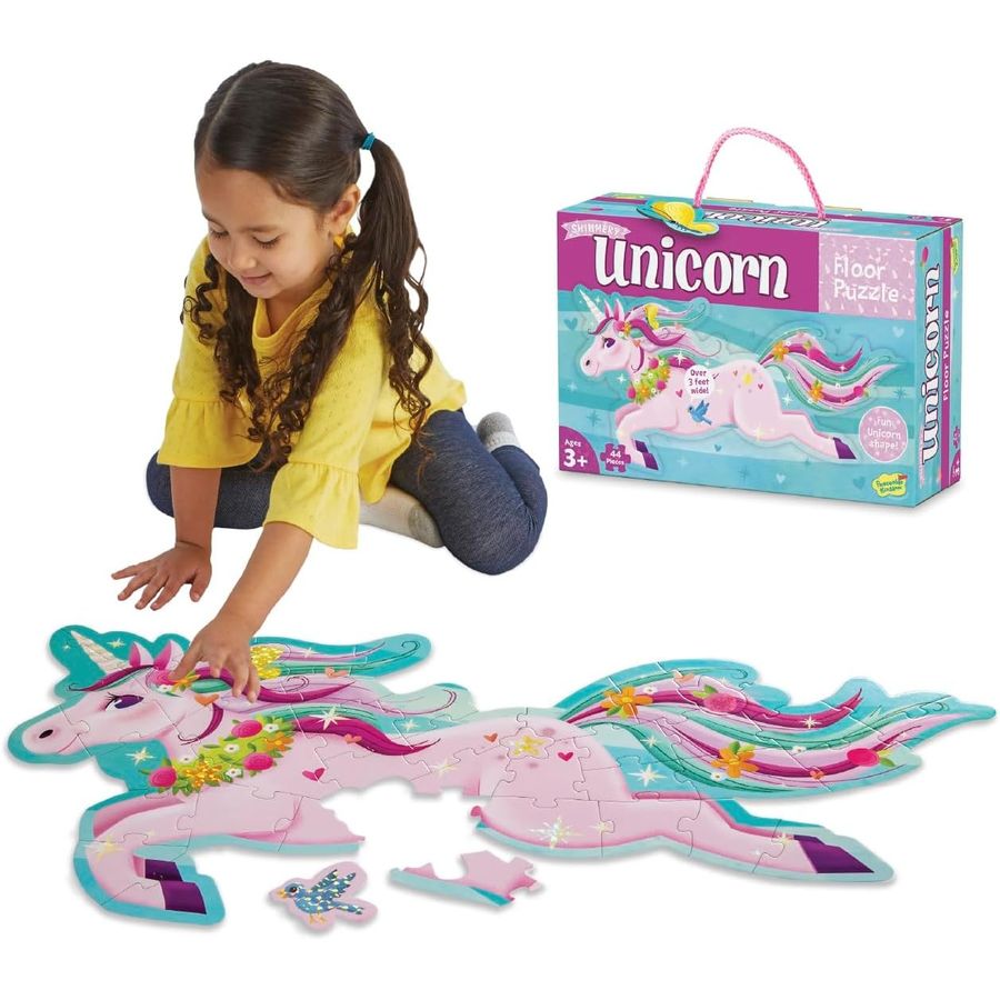 Peaceable Kingdom Shimmery Unicorn Floor Puzzle, 44 Pieces