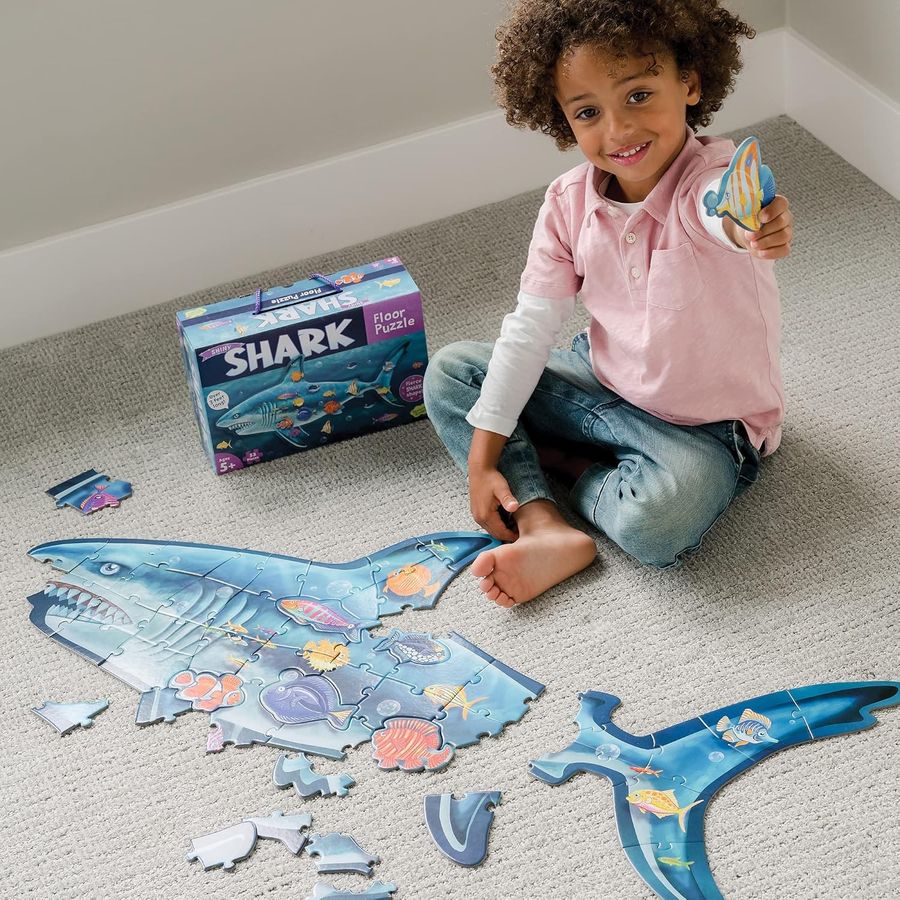 Peaceable Kingdom Shiny Shark Floor Puzzle, 53 Pieces, view 3