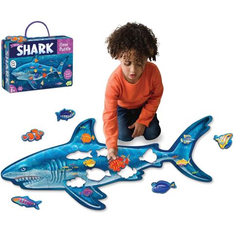 Peaceable Kingdom Shiny Shark Floor Puzzle, 53 Pieces