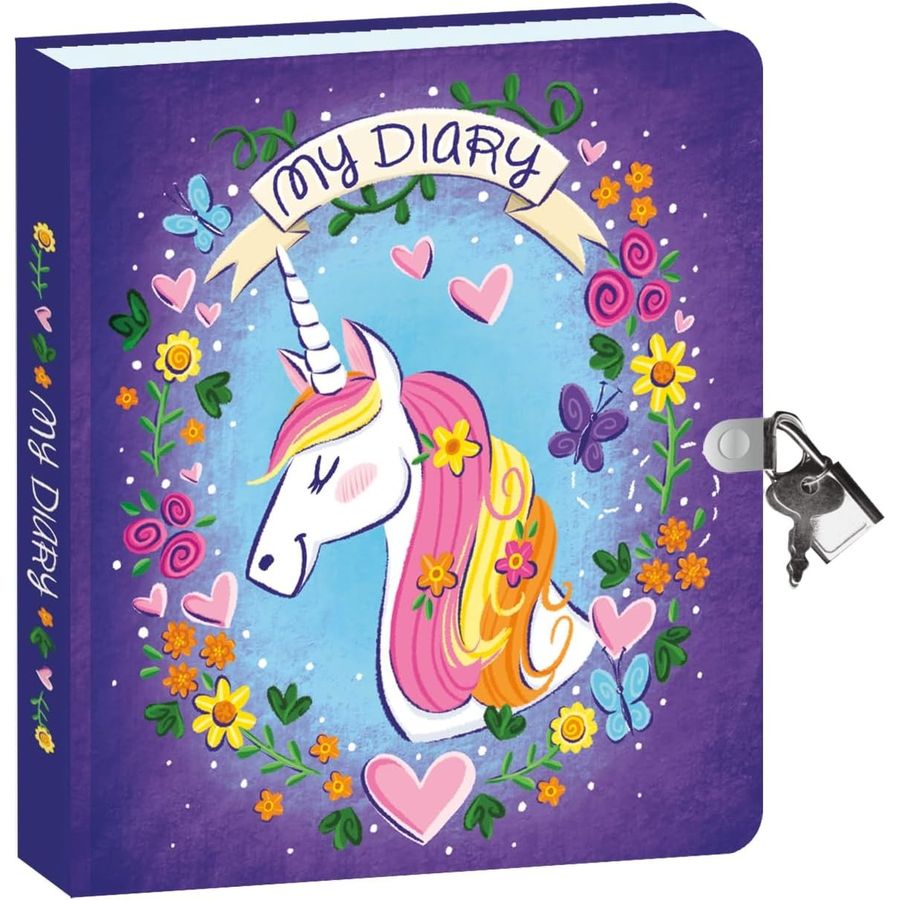 Peaceable Kingdom Unicorn Diary with Lock, Key and Charm, view 2