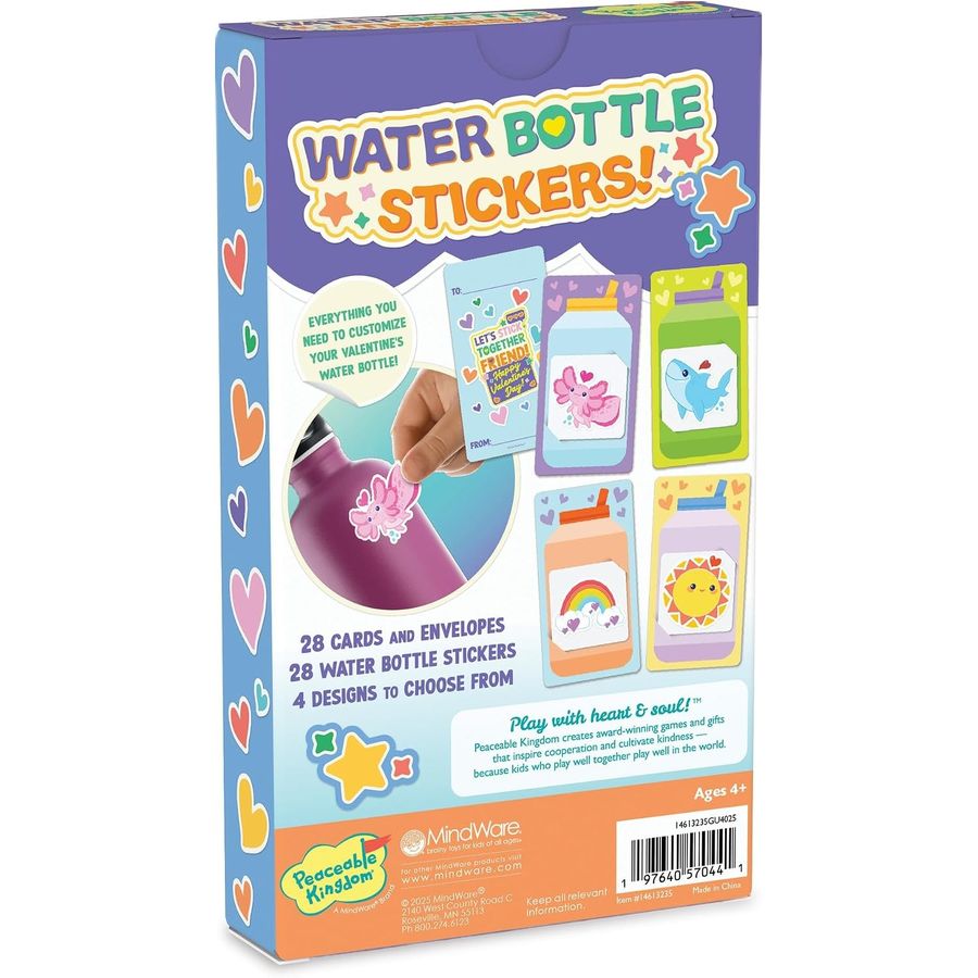 Peaceable Kingdom Water Bottle Sticker Valentines, view 2