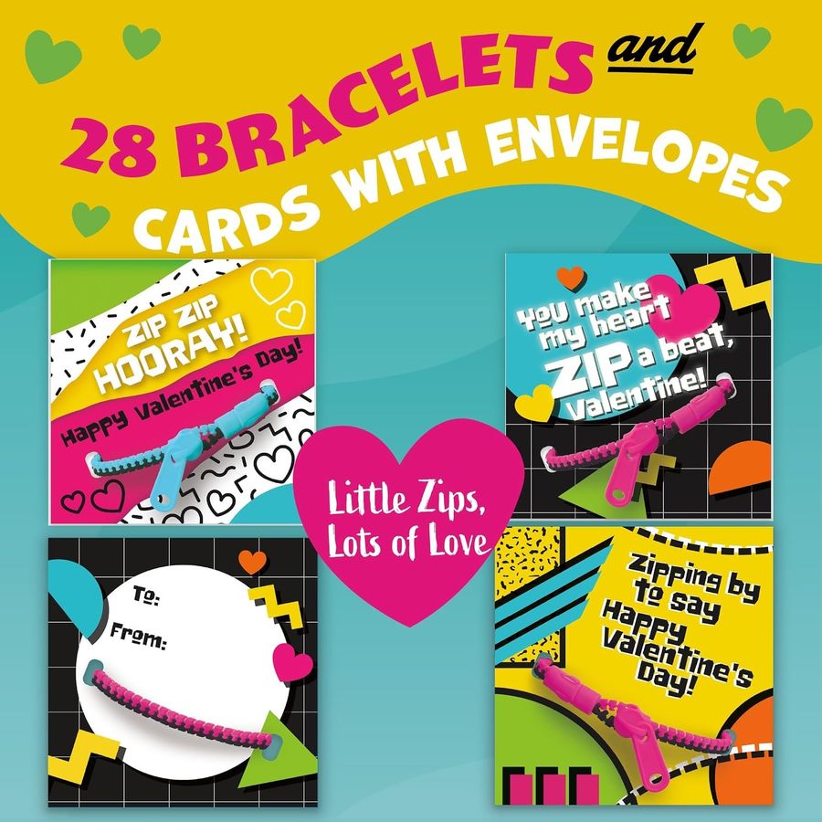 Peaceable Kingdom Zipper Bracelet Valentines, view 3